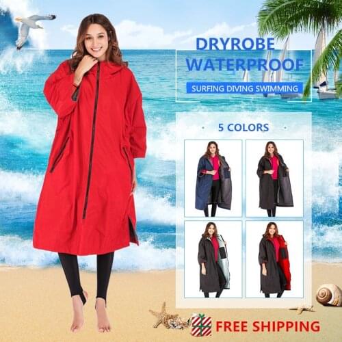 2021 hot sale waterproof hoodie poncho wetsuit dry robe with microfiber terry toweling lining Keep Warm from Water