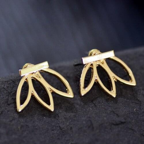 2020 Korean Fashion Jewelry Simple Metal Hollow Lotus Pendant Double-Sided Ladies Earrings Retro Alloy Earrings