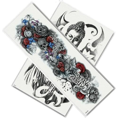 500pcs 2018 New Unique waterproof temporary tattoo TQB serial 45*17CM Full Arm Large body tattoo disposable tattoo DHL