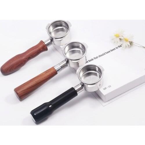 54mm Bottomless Portafilter Stainless Steel 3-Ear Reusable Naked Wood Handle Espresso Machines Coffee Accessories For Breville