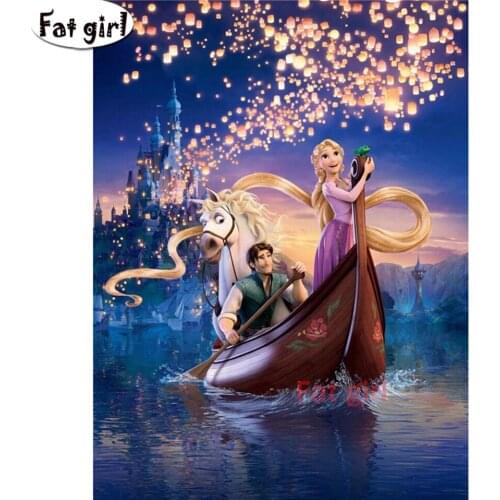 5D DIY Diamond Painting Full Square Cartoon Princess Cross Stitch Round Diamond Embroidery Mosaic Pattern Handmade Kit Gifts