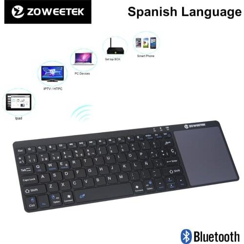 K12BT-1 Wireless Spanish Hebrew Bluetooth 3.0 Keyboard Multimedia Aluminum Ultra Slim withTouchpad For Windows Android IOS PC