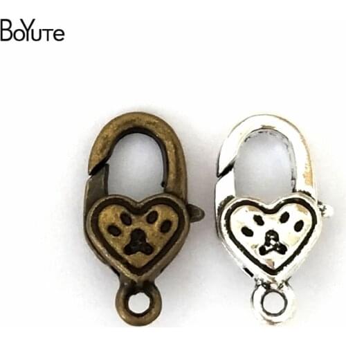 BoYuTe (40 Pieces/Lot) 21*12MM Zinc Alloy Antique Bronze Silver Plated Lobster Clasp Hook for Jewelry Materials