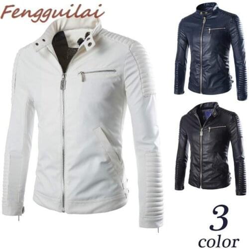 Brand White Black PU Leather Jacket Men 2020 Winter Motorcycle Jacket Design Mens Slim Fit Biker Jacket Stylish Homme Veste Cuir