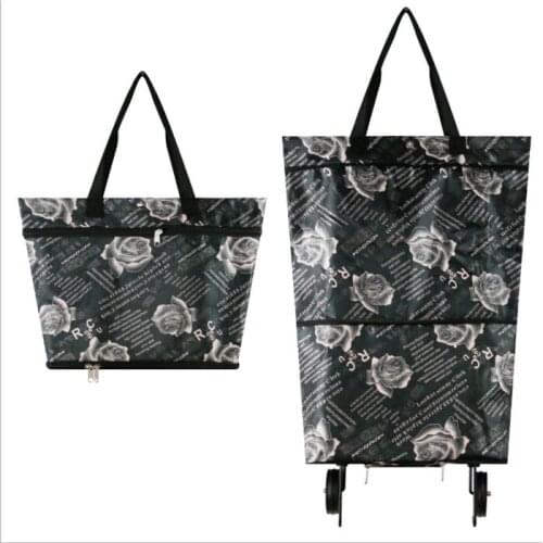 Women Buy Food Shopping Cart Storage Bag Large Capacity Portable Cart Shopping Bag Folding Luggage Tug Organizer On Wheels Bags