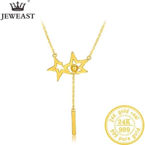 JLZB 24K Pure Gold Necklace Real AU 999 Solid Gold Chain Beautiful Upscale Trendy Classic Party Fine Jewelry Hot Sell New 2020