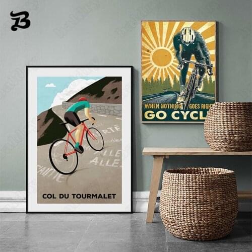 Go Cycling Vintage Poster Wall Art When Nothing Goes Right Go Cycle Travel Wall Pictures Prints and Posters Bedroom Home Decor