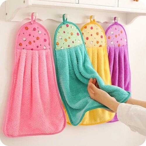 Coral Velvet Bathroom Supplies Soft Hand Towel Absorbent Cloth Dishcloths Hanging Cloth Kitchen Accessories Kitchen Towel