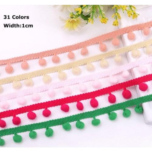 20 Yards Colorful Hairy Pom Pom Trim Ball Pompom Fringe Ribbon Lace Tape Clothing Accessories Hats Socks Shoes Decorative Edging