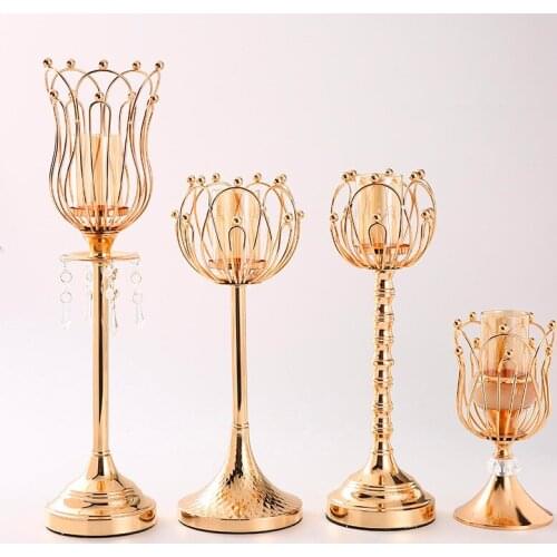 Metal Candle Holders Flowers Vase Candlestick Centerpieces Road Lead Candelabra Centerpieces Wedding porps Christmas decoration