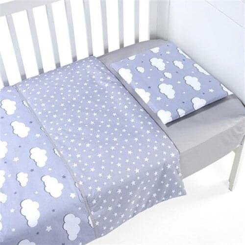 Jaju Baby Handmade, Cloud Pattern Duvet Cover Set on Gray Background, Baby Duvet Cover, Baby Bed Sheet, Baby Pillow