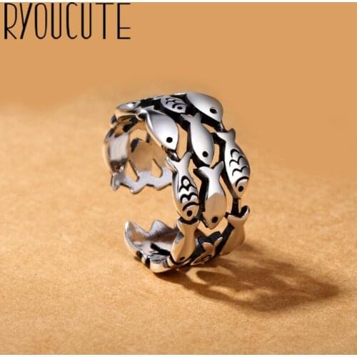 New Charming Fish Finger Ring for Women Vintage Boho Knuckle Party Rings Gothic Punk Jewelry Gifts for Girls