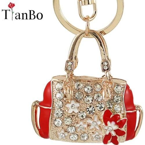 New Charm Fashion Keychain Creative Handbag Shaped Design Keychain Crystal Purse Bag Keyring Key Chain Female Fashion Gift
