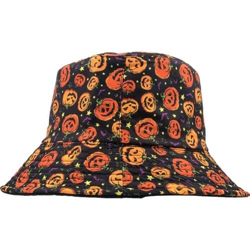 Men Women Halloween Pumpkins Fisherman Hat ghost Vintage Print Panama Bucket Hat Bob Chapeau Femme Retro Hip Hop Cap Gorros