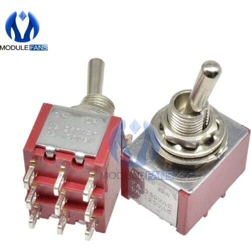 10PCS 6mm Toggle Switch Single Pole Double Throw SPDT ON-ON 120VAC 6A 1/4 Inch Mounting 2 Positions 9 Pin 9PIN