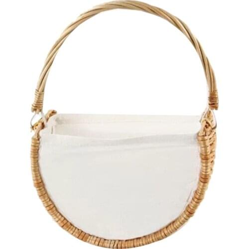 Handmade Rattan Woven Flower Basket Vegetable Fruit Picnic Basket Childrens Toys Sundries Storage Bag Laundry Basket