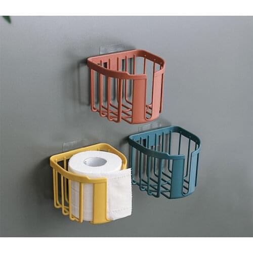 Punch-Free Toilet Paper Shelf Bathroom Kitchen Tissue Box Wall-Mounted Sticky Paper Storage Box Toilet Paper Holder Roll Paper