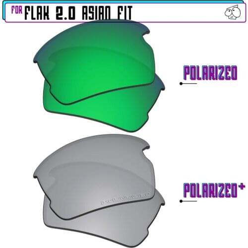 EZReplace Polarized Replacement Lenses for - Oakley Flak 2.0 Asian Fit (AF) Sunglasses - SilverP Plus-Green P