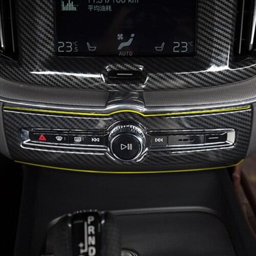 Dashboard Central Control Panel Air Conditioner Switch Decorative Cover for Volvo XC60 2018 Carbon Fibre Black