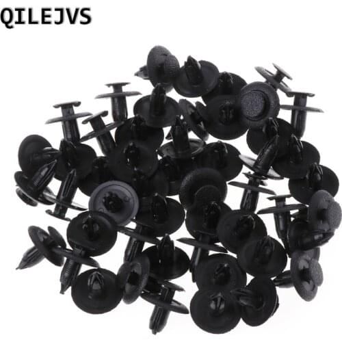 QILEJVS 50 Pcs Black Car Door Fender Trunk Fastener Panel Clips Rivet 6mm Hole For Mazd