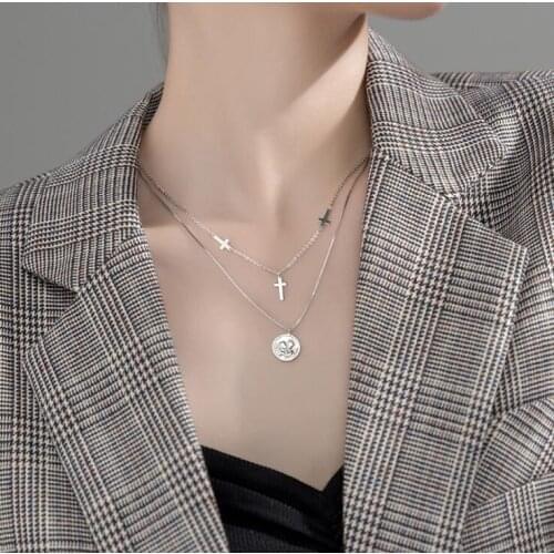 Silver Cross Necklaces 925 Sterling Silver Pendants Necklaces Vintage Style