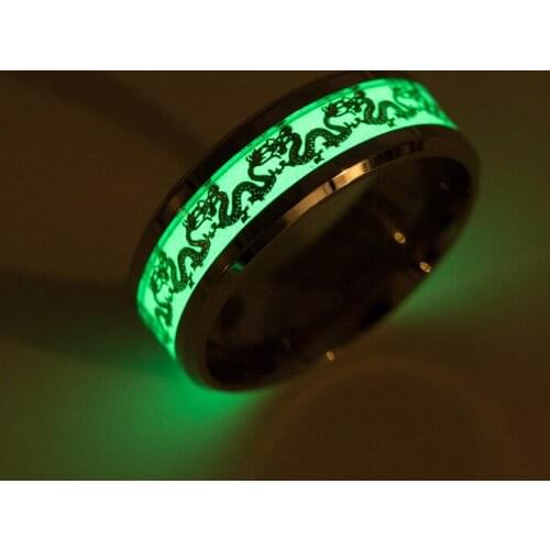 BAECYT Chinese Dragon Luminous Titanium Stainless Steel Ring For Women Mens Accessories Domineering Dragon Rings Dropshipping