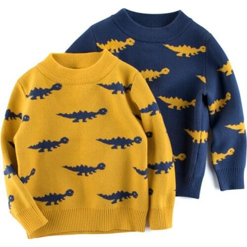 BINIDUCKLING New Boys Warm Sweater O-Neck Cartoon Printed Kids Pullover Autumn Winter Knitted Children Boy Sweater 2 3 4 5 Year