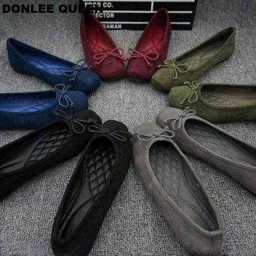 DONLEE QUEEN Women Casual Flats Shoes Slip On Loafers Spring Autumn Flock Solid Flat Ballet Shoe Soft Moccasin Shallow Ballerina