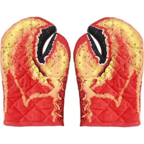 Lobster Claw Kitchen Oven Mitts Quilted Cotton Microwave Oven Gloves Heat Resistant Nonslip For Cooking BBQ Baking Supplies