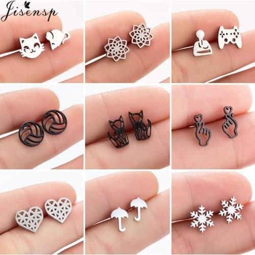Cartoon Animal Stainless Steel Earrings for Women Girls Christmas Jewelry Geometric Heart Fox Snowflake Ear Piercing Pendients