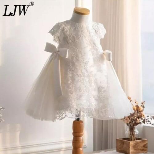 High-end 1 year White baptism dress baby lace Sleeveless birthday dress girl costume Girls dress princess dress 1-10yrs wear