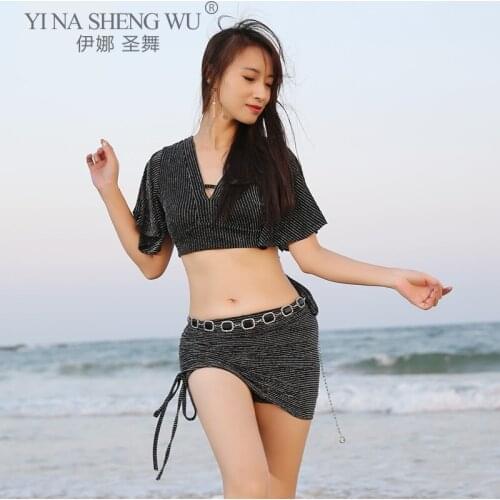 Belly Bance Suit Top Short Sleeve Short Skirt Practice Clothes Elegant Female Eastern Temperament Performance Exercise Clothing