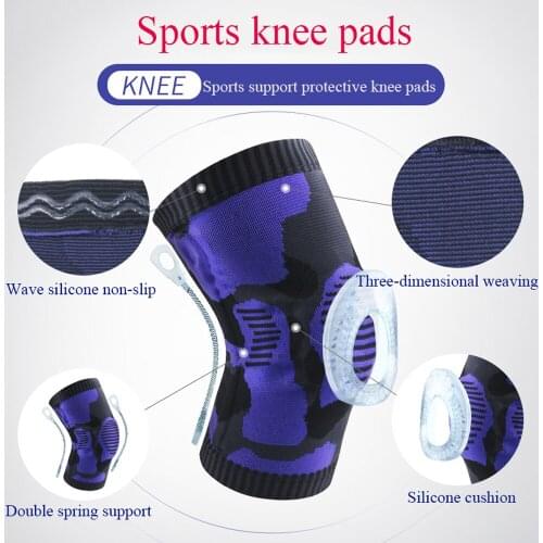 1pcs Support Compression Silicone Kneepad Spring Knee Brace Strap Patella Medial Protector Meniscus Protection Sport Running Gym