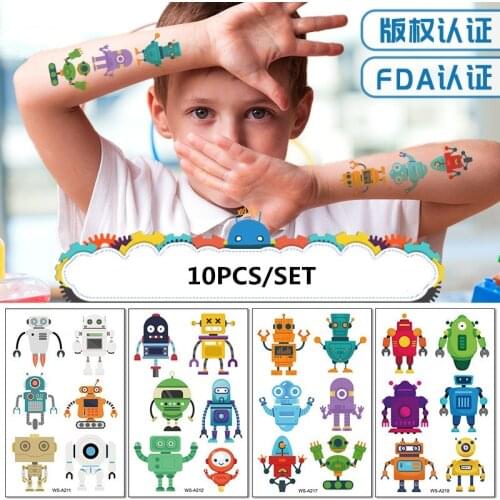 10pcs Robotics Temporary Tattoo Sticker Waterproof Fake Tattoo for Kids Boys Girls Tatuaze Dla Dzieci Tatouage Enfant Body Art