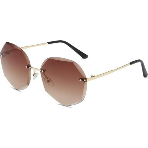 2020 New Fashion Brand Design Vintage Rimless Pilot Sunglasses Women Men Retro Cutting Lens Gradient Sun Glasses Female UV400