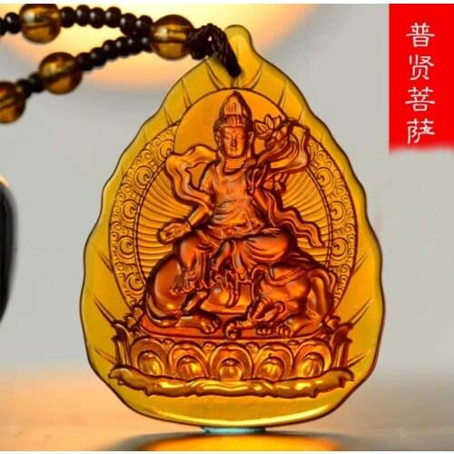 2P Greco-Buddhist pocket travel efficacious Mascot Auspicious Samantabhadra Vishvabhadra Buddha Crystal Pendant Buddhist Amulet