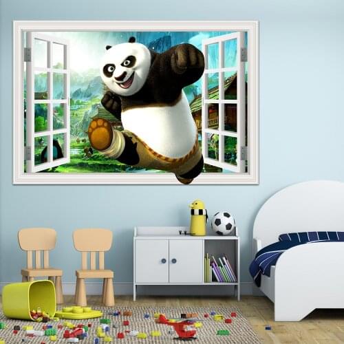 3d Window View Wall Sticker Cartoon Dinosaur Panda Shark Decals Wall Nursery Wall Art Home Poster Stickers for Baby Room
