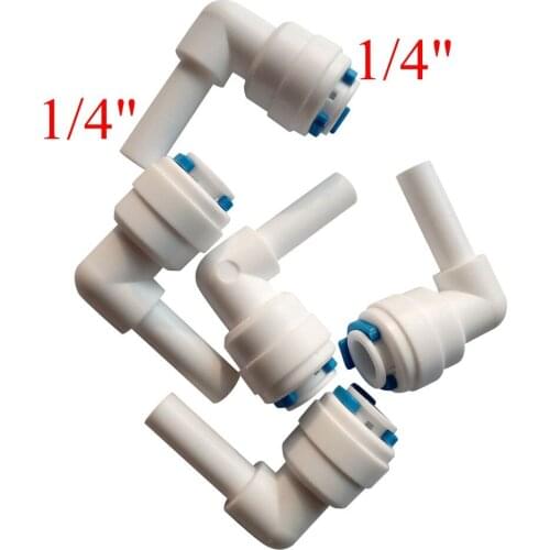 5PCS 1/4" OD Quick Connection 1/4" 90 degree Elbow Connector RO Water Reverse Osmosis Aquarium System Connector Fitting ROES-2-2