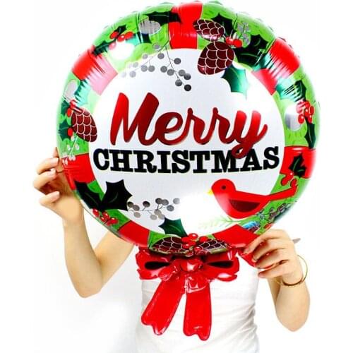 50pcs/lot 26inch Merry Christmas Wreath Foil Balloons helium ballon Kids Christmas Gift flower globos for new year Supplies