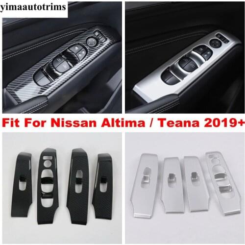 ABS Carbon Fiber Look / Matte Car Door Window Glass Panel Armrest Lift Button Cover Trim For Nissan Altima / Teana 2019 - 2021