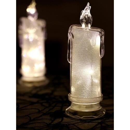 Acrylic LED Light Glowing Candle Safe Soft Light Plastic Electronic Portable Feast Decoration Candle For Birthday Party Ornament