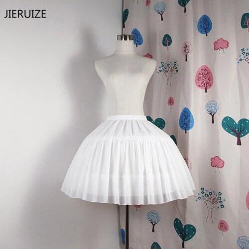 JIERUIZE Ball Gown Underskirt Short Dress Cosplay Petticoat Chiffon Tow Bones Lolita Petticoat Ballet Rockabilly Crinoline