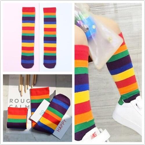 Kids Colorful Socks Toddlers Girls Candy Color Striped Sock Baby Knee High Socks Girl Boy Socks for Children Girls Long Socks