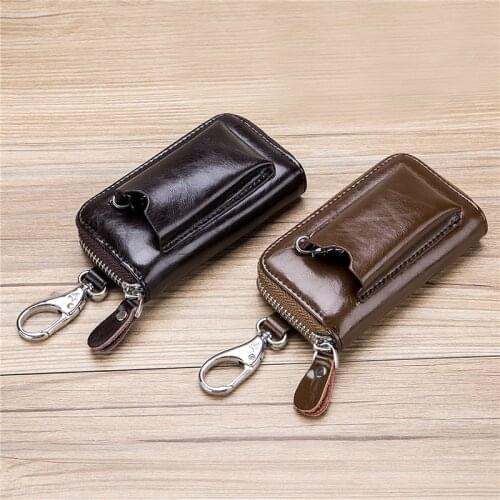 Men Car Key Holders Multifunction PU Leather Key Wallets Zipper Home Key Case Housekeeper Unisex Keychain Case