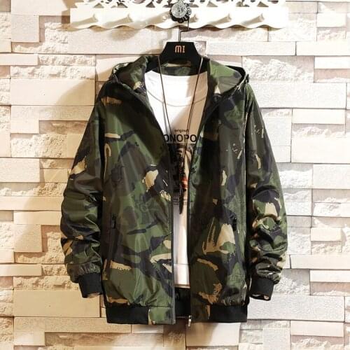 HCXY 2019 Spring Autumn Fashion New Mens Hooded Camouflage Casual Jackets Coats Men Waterproof Windproof Windbreaker Male