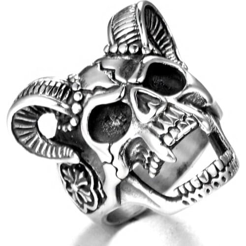 KSRA Trend Retro Gothic Punk Style Ring Skull Animal Mens Jewelry Ring