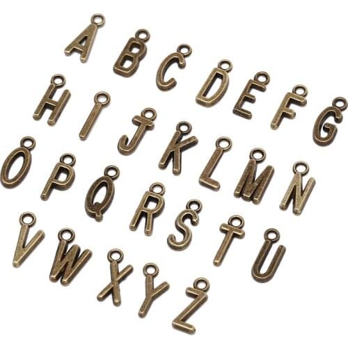 Hot NEW 26Pcs Alphabet A-Z Charms Pendents Letters DIY Jewelry Findings Gold/Silver Color For Jewelry Making Pendents