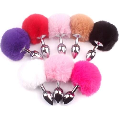 Mini Sexual Metal Butt Plug Imitation Rabbit Tail Anus Insert for Couples Adults Fun Sex Games Toys