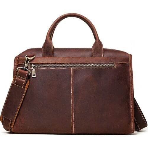 Mens Bag Crazy Horse Leather Business Briefcase Laptop Document Case Fashion Attache Messenger Bag Tote Portfolio Leather