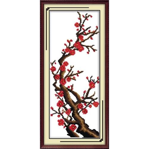 Good Luck Plum flower cross stitch kit flowers 14ct 11ct count printed canvas stitching embroidery DIY handmade needlework plus